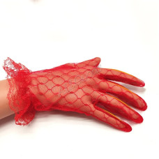 Гіпюрові рукавички, мереживні (p770red) Червоні