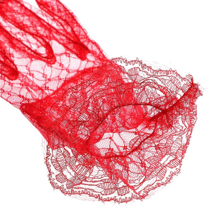 Гіпюрові рукавички, мереживні (p770red) Червоні