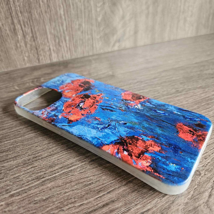 Чехол для iPhone 13 с УФ-печатью Маки на синем фоне