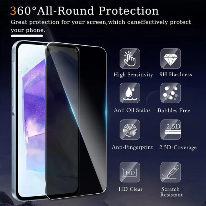 Стекло защитное анти-шпион для Samsung S23 1 шт.