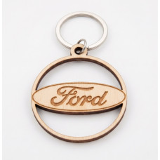 Брелок для ключей деревянный Ford — собственное производство, диаметр 3,5 см