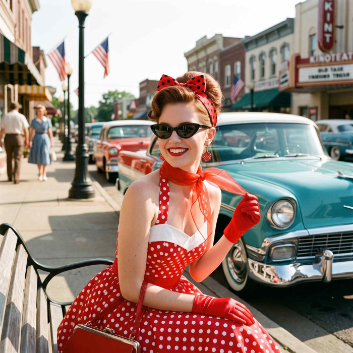 Набір жіночих аксесуарів у стилі pin-up 1950-х для вечірок, фотосесій та косплею, 5 предметів