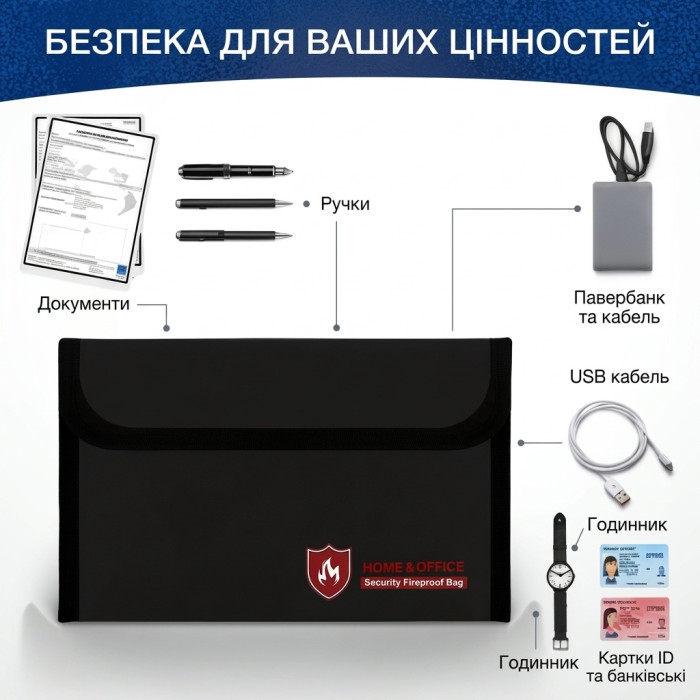 Сумка для грошей вогнетривка для купюр 12.3х20.5см 1шт