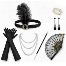 Набор для вечеринки из 9ти элегантных женских аксессуаров в стиле 1920-х годов Гетсби